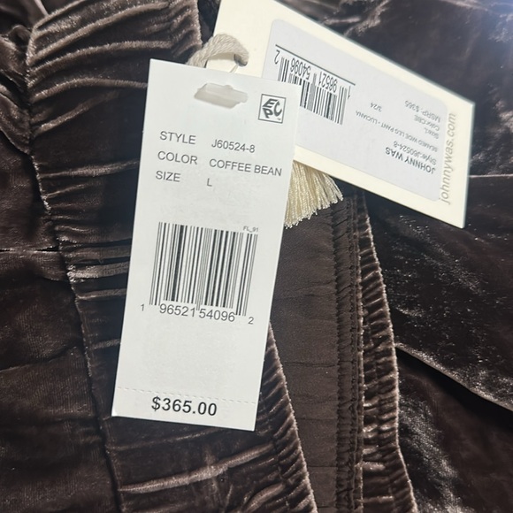 NWT JOHNNY WAS Embroidered Velvet Floral Wide Leg Coordinating Pull-On Pants - Picture 8 of 9